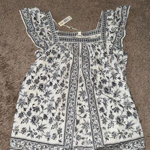 Floral Black and White Women's Top